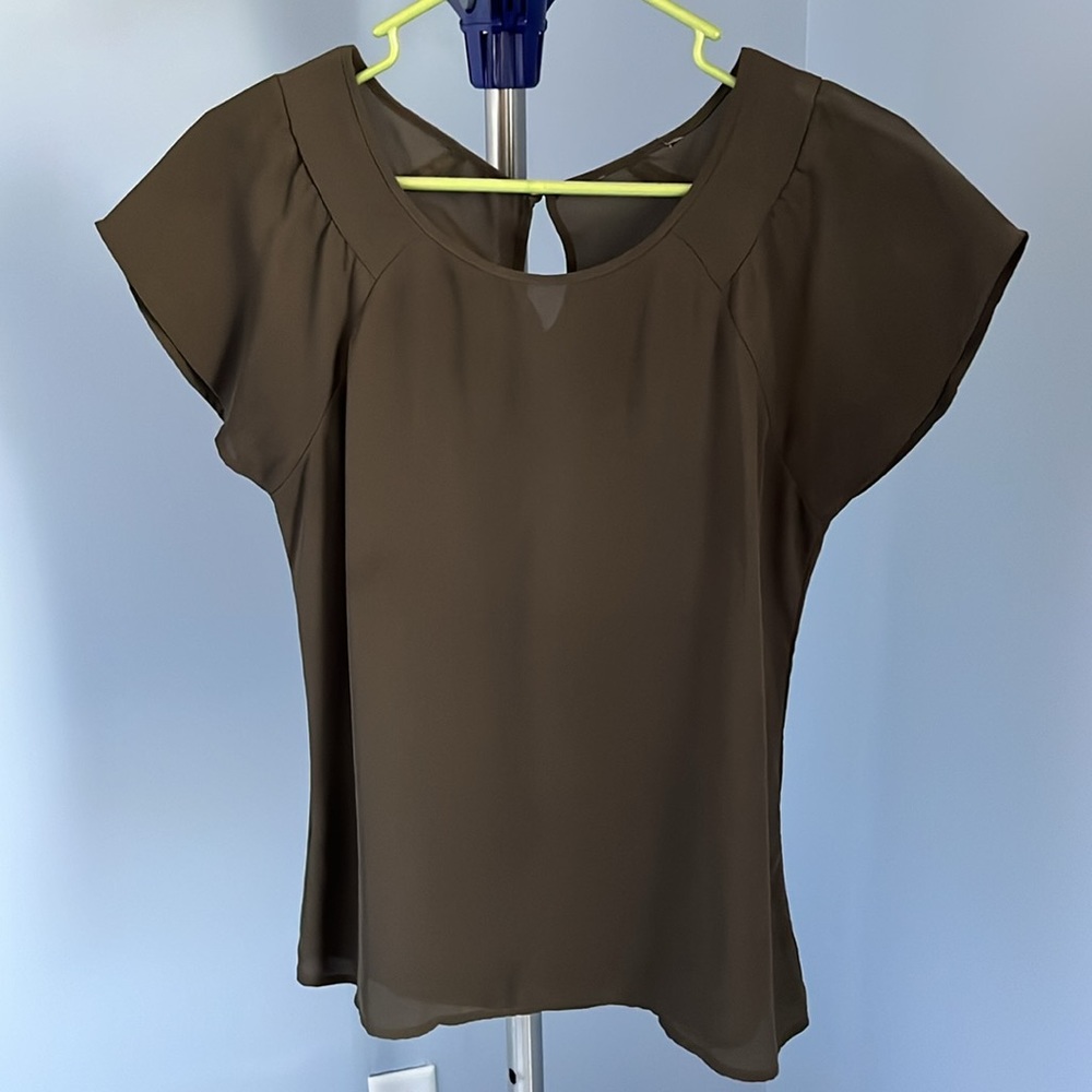 Express Olive Green Cap Sleeve Blouse